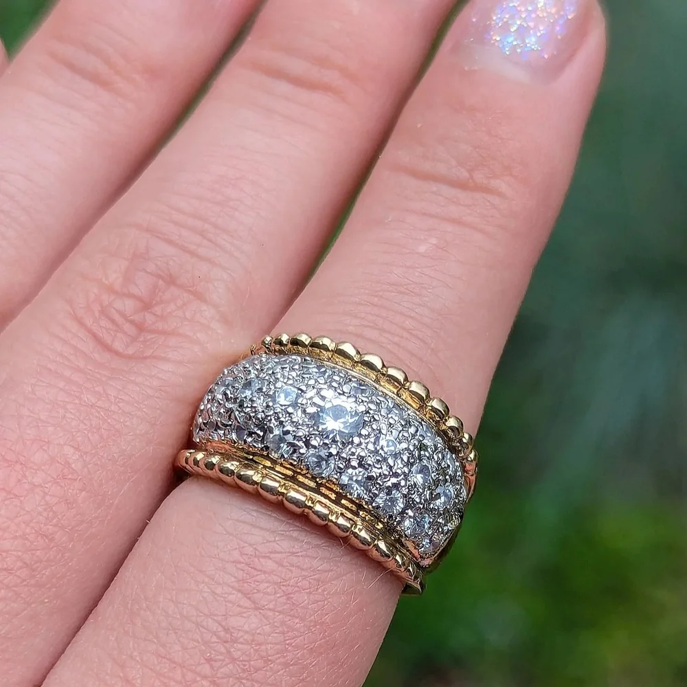 Sterling Silver 925 Gold Vermeil Ring Clear CZ stones Size 6.5 - Picture 5 of 5